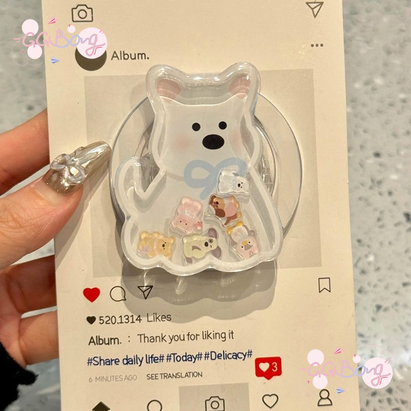 ขาตั้งโทรศัพท์ลายสุนัขสีขาวน่ารัก พร้อมตัวละครเล็กๆ สไตล์ฮิต คู่รัก หลากสี