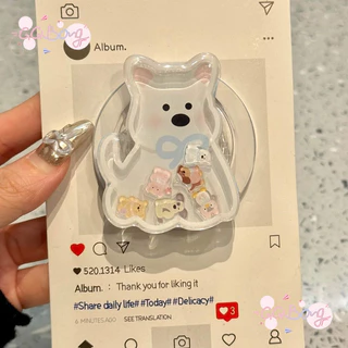 ขาตั้งโทรศัพท์ลายสุนัขสีขาวน่ารัก พร้อมตัวละครเล็กๆ สไตล์ฮิต คู่รัก หลากสี