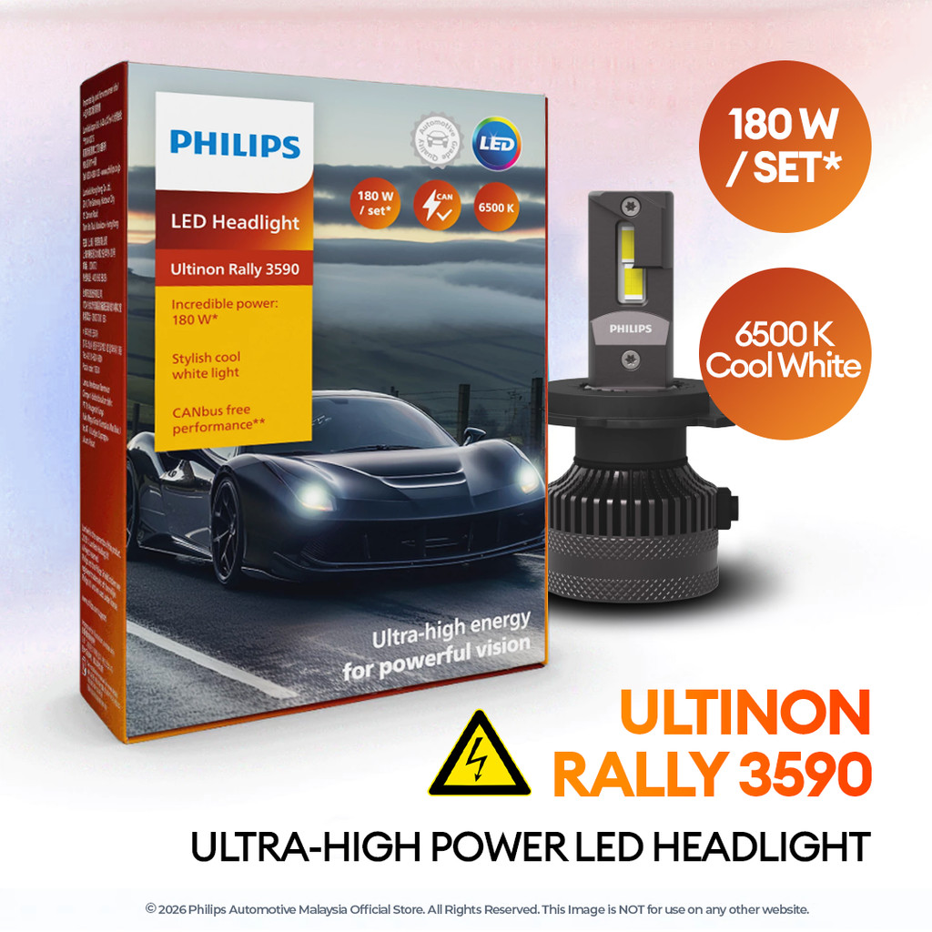 Philips Ultinon Rally 3590 ไฟหน้า LED กําลังสูง ( 180 วัตต์ Extra & Super Brightness Pack of 2 LEDs 