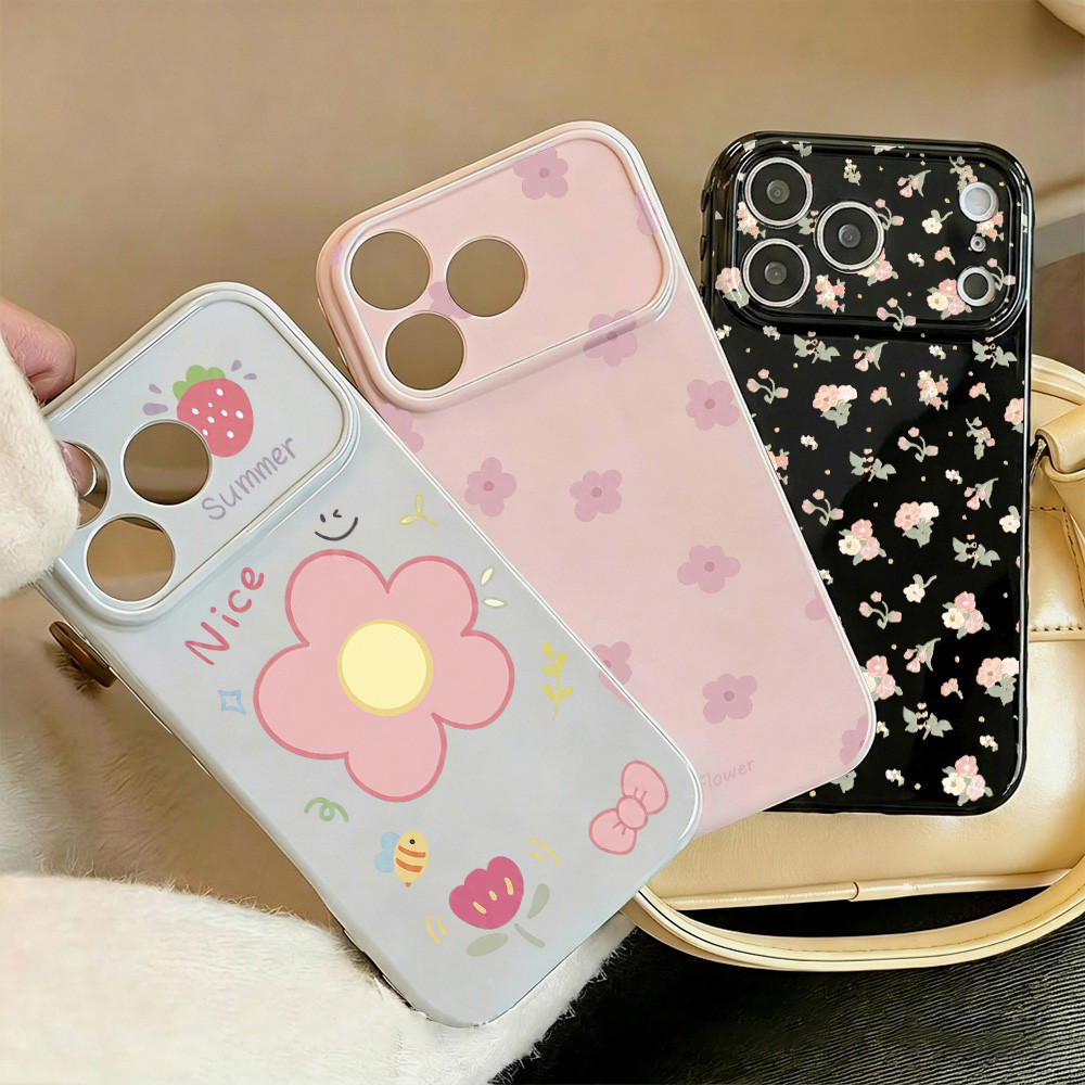 ดอกไม้สีดำ เคส For Samsung A57 A37 A07 A17 A06 A16 A05 A05S A36 A54 A55 A15 A56 A35 A34 A25 S26 อะคริลิกฝ้า เคสโทรศัพท์