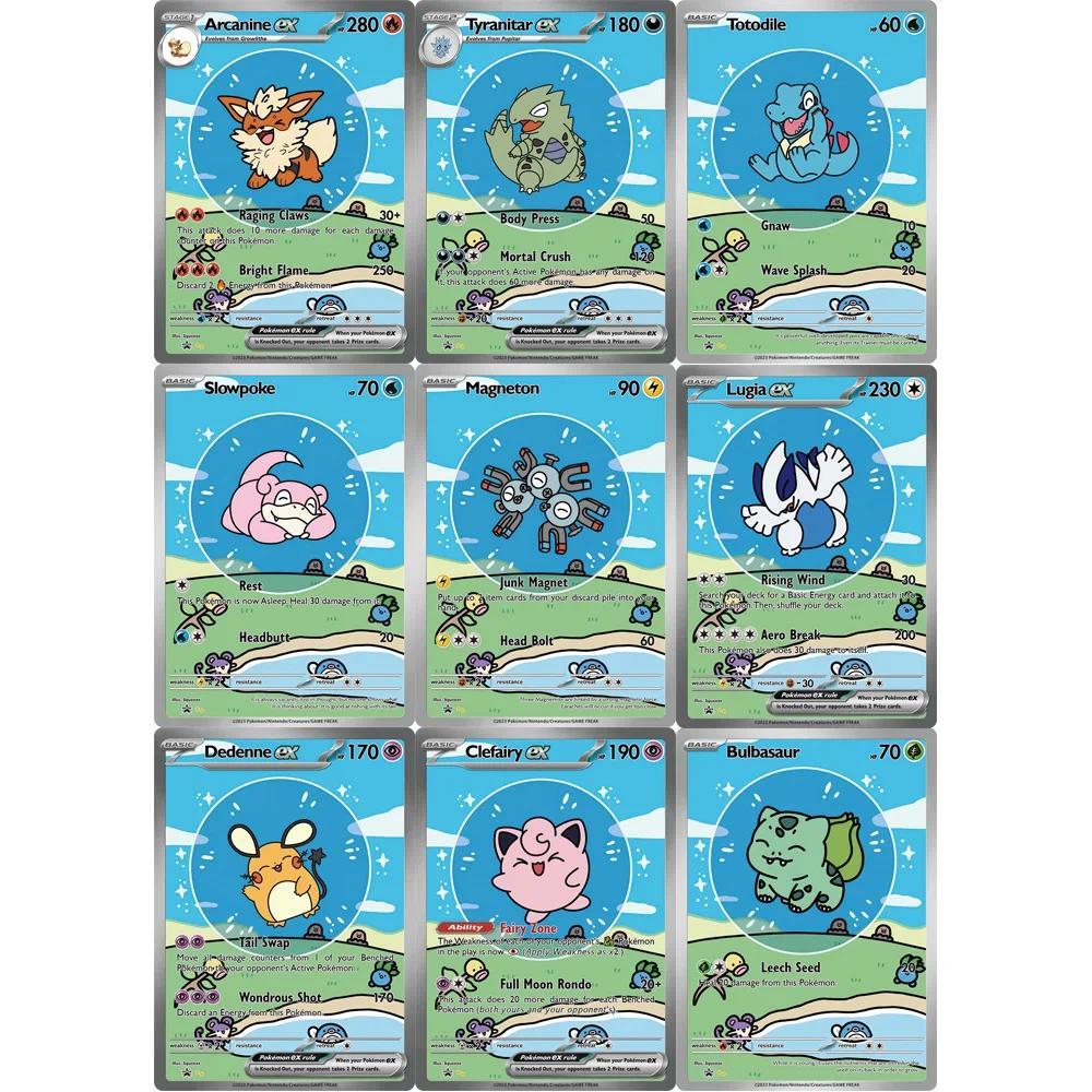 Pokemon DIY PTCG คอลเลกชันการ์ด ARCANINE LUGIA TOTODILE DEDEN EN Self Made การ์ดเดี่ยวคลาสสิกเกมอะนิเมะการ์ดของเล่น