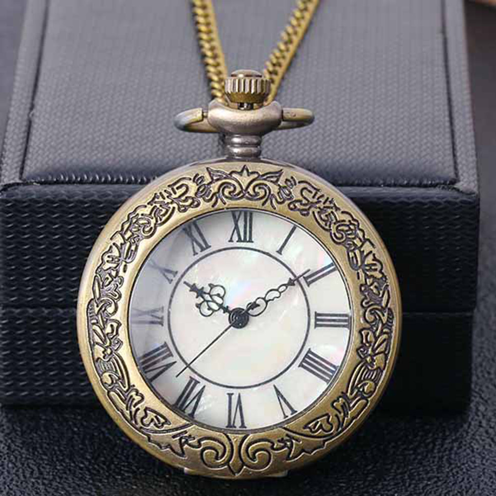 Pocket Flip Wth สร้อยคอตัวเลข Dial Retro Pocket นาฬิกาสําหรับผู้ชายผู้หญิง