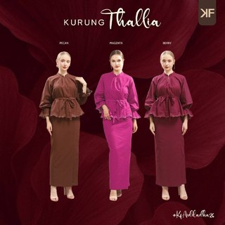 Kurung Factory - THALLIA KURUNG Baju Raya Haji 2026 Ibu Material Cotton Linen Elegant Ruffle Sleeves Kain Lipat depan