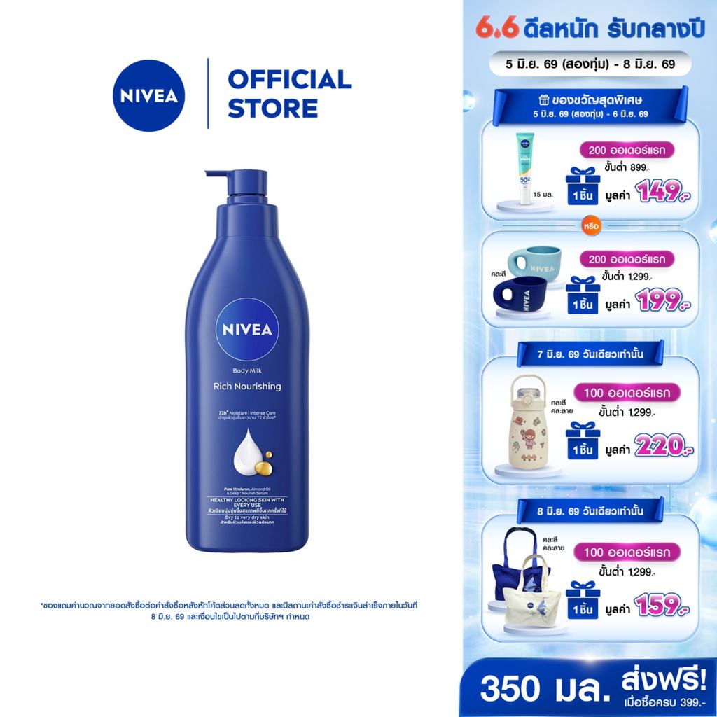 นีเวีย บอดี้ มิลค์ ริช นอร์ริชชิ่ง 350 มล. NIVEA โลชั่น body lotion