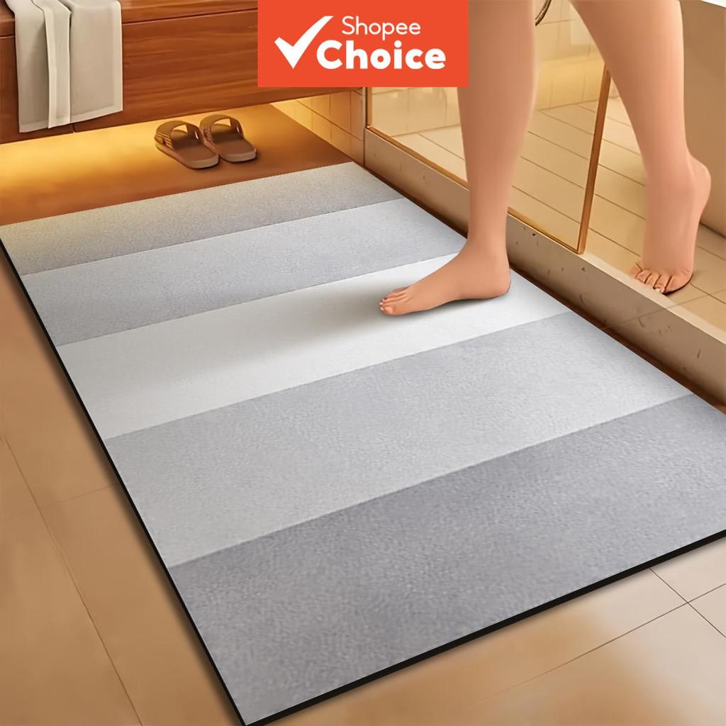 Minimalist Square Bathroom Mat ดินเบาพิมพ์เสื่อกันลื่นดูดซับเท้าและทางเข้า