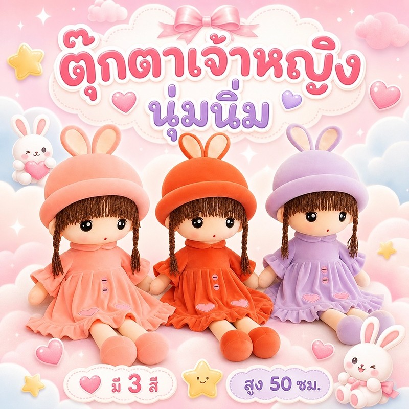 COD ตุ๊กตาหญิงสาว เจ้าหญิงฟีล 45cm รูปที่ 8