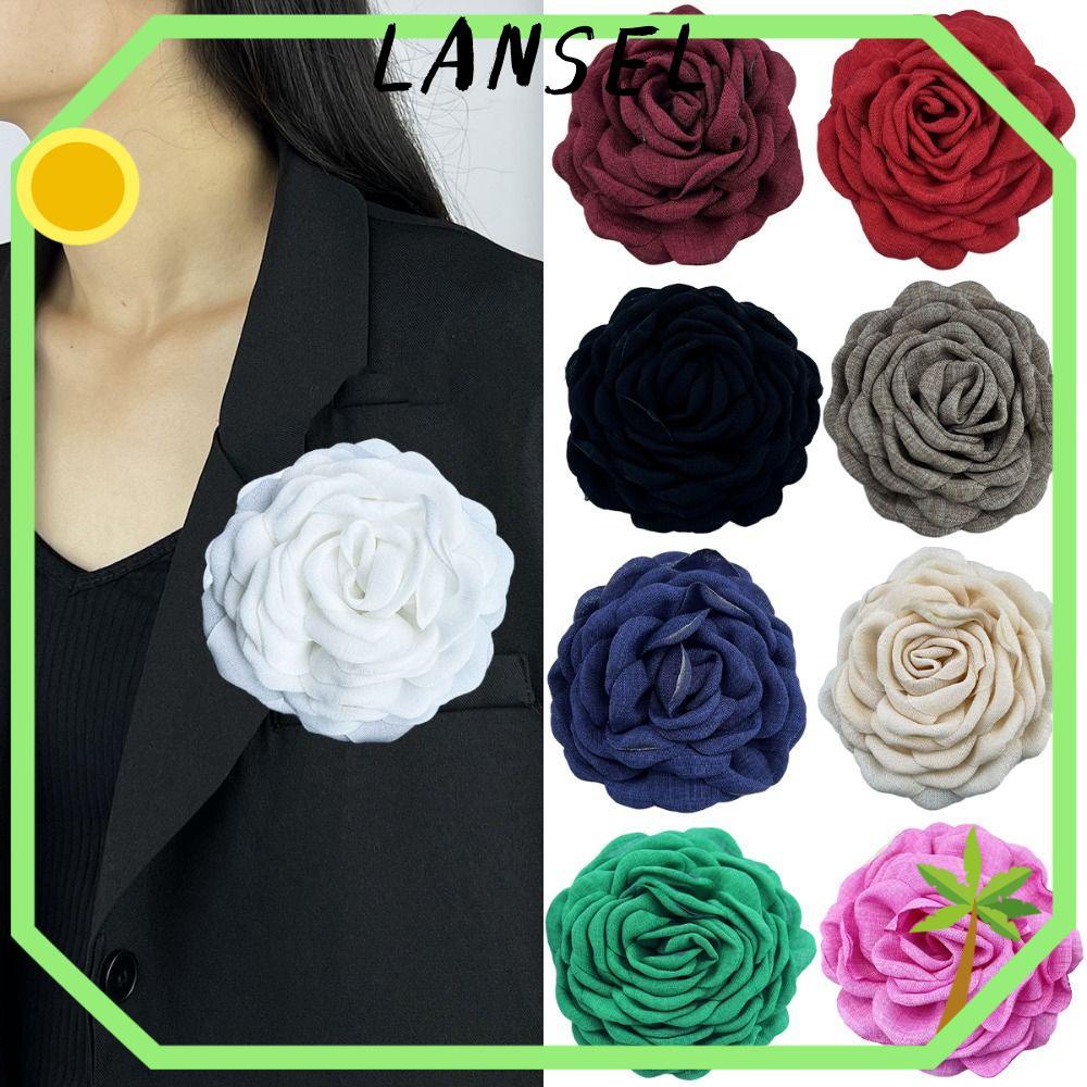 LANSEL1 เข็มกลัดปก, เข็มกลัดดอกเคมีเลีย 9 ซม. สไตล์ฝรั่งเศส, เครื่องประดับชุดหลายชั้นดอกไม้ขนาดใหญ่