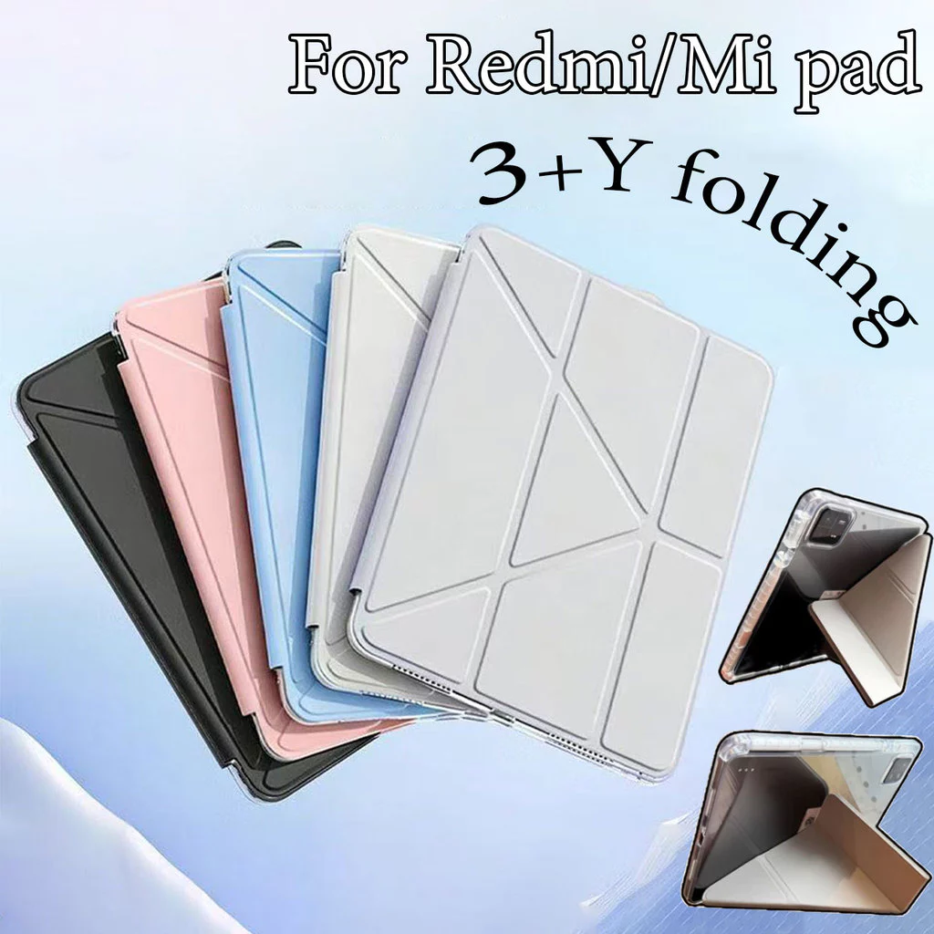 Y-shaped Acrylic case mi pad 5 6 7 ช่องใส่ปากกาด้านขวา 3พับ พับได้ หลังใส เคส Redmi Pad SE11 Redmi Pad mini Tablet Cover