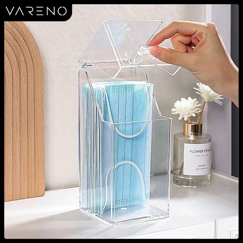 Vareno กล่องเก็บหน้ากากกล่องกระดาษทิชชูเปียกที่ใส่ทิชชู่เปียกที่ใช้ในครัวเรือนกันฝุ่นกล่องทิชชู่พร้อมฝาปิดดีไซน์ซีลครัว