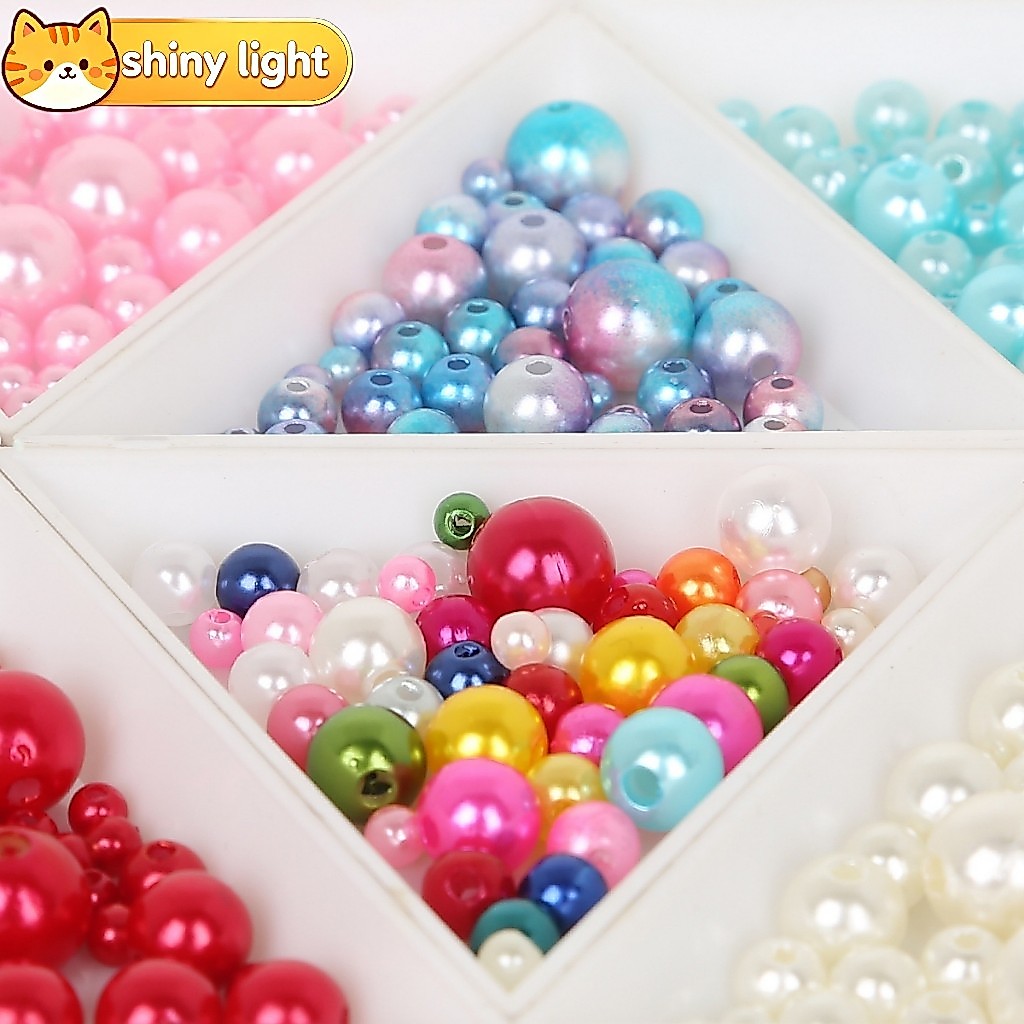 ลูกปัดกลม ABS ไข่มุกเทียม 4-10 มม. 350 ชิ้น อุปกรณ์ DIY งานแฮนด์เมด ทำสร้อยคอ สร้อยข้อมือ เครื่องประดับ