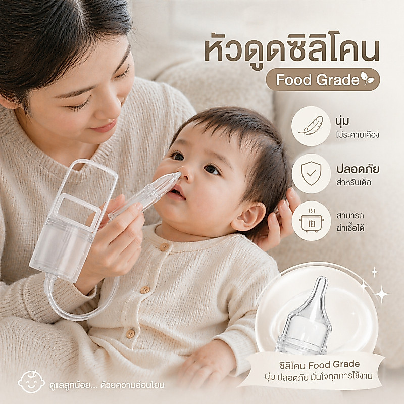 ที่ดูดน้ำมูกเด็ก แบบมือดึง ไม่เจ็บ อ่อนโยน ใช้งานง่าย ปลอดภัย สำหรับทารก COD