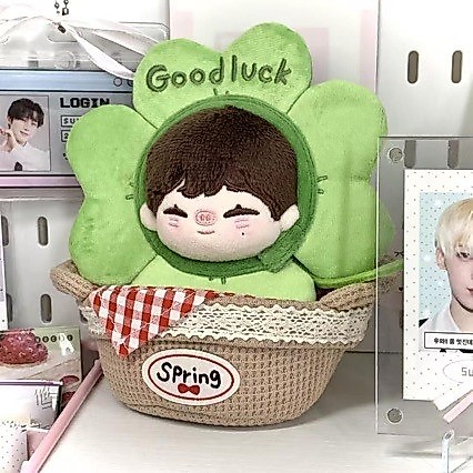 ตุ๊กตาผ้าฝ้ายขนาด 10 ซม. Self-Laughing Bear เสื้อผ้าเด็ก chikawa Lucky Four-Leaf Clover หมวก