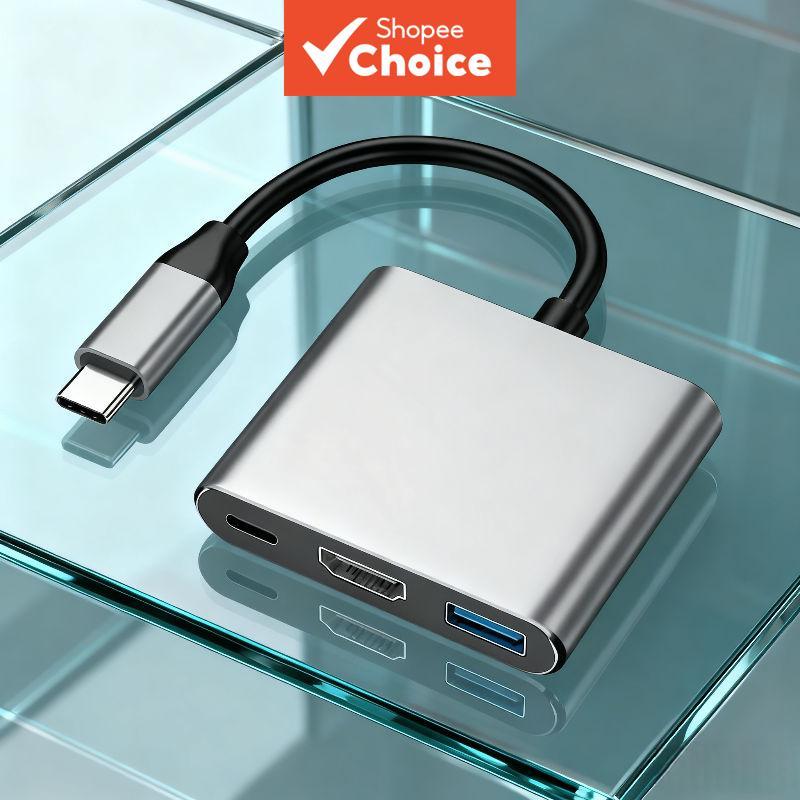 ฮับ USB C 3 in 1 แปลงเป็น HDMI แบบแยก 3 ทาง Type-c เป็น HDMI สําหรับ MacBook และ PC แปลงเป็น Docking Station