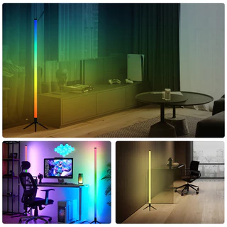 Rong River โคมไฟตั้งพื้น RGB ขนาด 100/32 ซม. โคมไฟอัจฉริยะปรับแสงได้หลายสีสำหรับห้องนอน