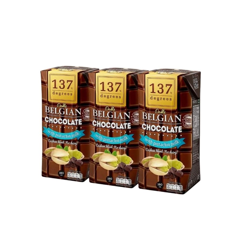 137ดีกรี นมพิสตาชิโอสูตรดับเบิ้ลช็อกโกแลตเบลเยียม 137 Pistachio Milk Double Choc 180ml. Pack3