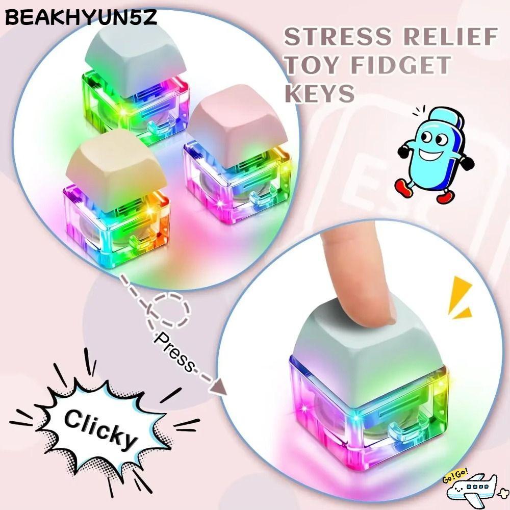 BEAKHYUN5Z ฝาครอบคีย์บอร์ดนิ้ว, ปุ่มปุ่มแสง Fidget พวงกุญแจ, คีย์บอร์ด DIY Pass The Time Keycap Clicker ของเล่น