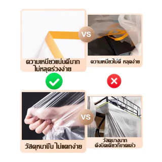 พร้อมส่ง พลาสติกปิดพ่นสี พลาสติกปิดกันฝุ่น เทปฟิล์มสำหรับงานพ่นสี ชนิดมีเทปกาวในตัว