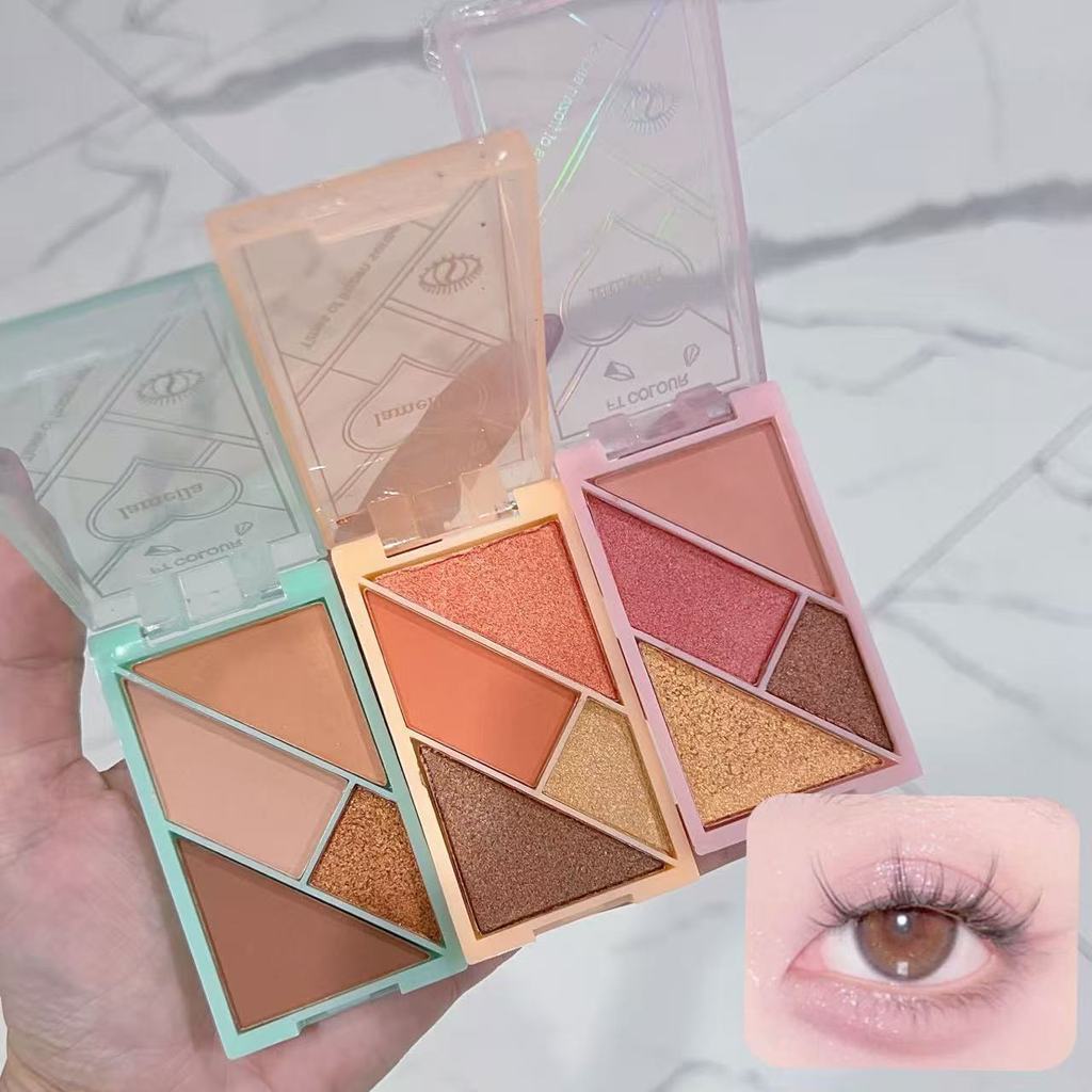 happy-girl: อายแชโดว์ พาเลทอายแชโดว์ 4สี Eyeshadow เนื้อใยไหม เนื้อแมท ประกายชิมเมอร์ กลิตเตอร์ สีสวย  ติดทนนาน-Y5205