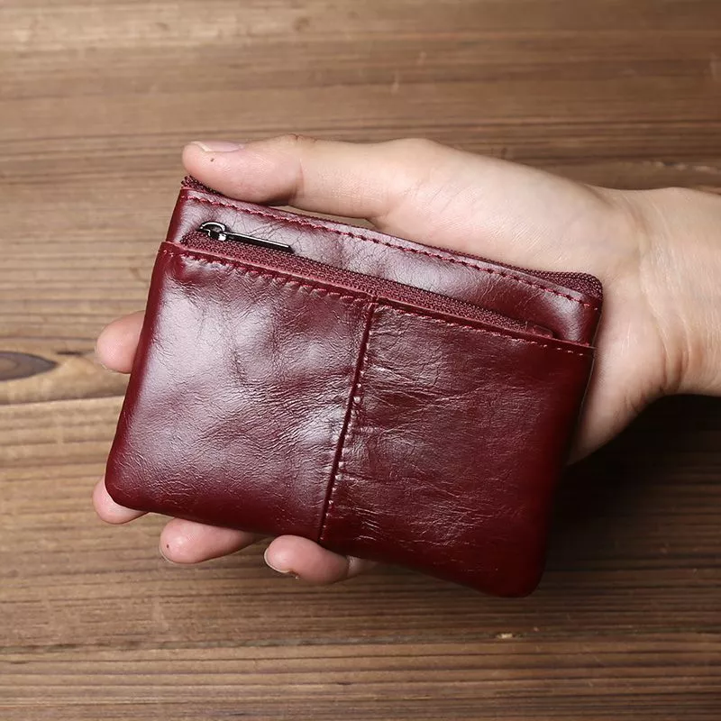 Wallet Men Money bag man Soft Leather Small Wallet Business Card Holder Ultra-Thin Small Card Holder First Layer Leather Simple Zipper Drivers License bag Bus Card Key Case amj20266.my06.10 thumbnail 9