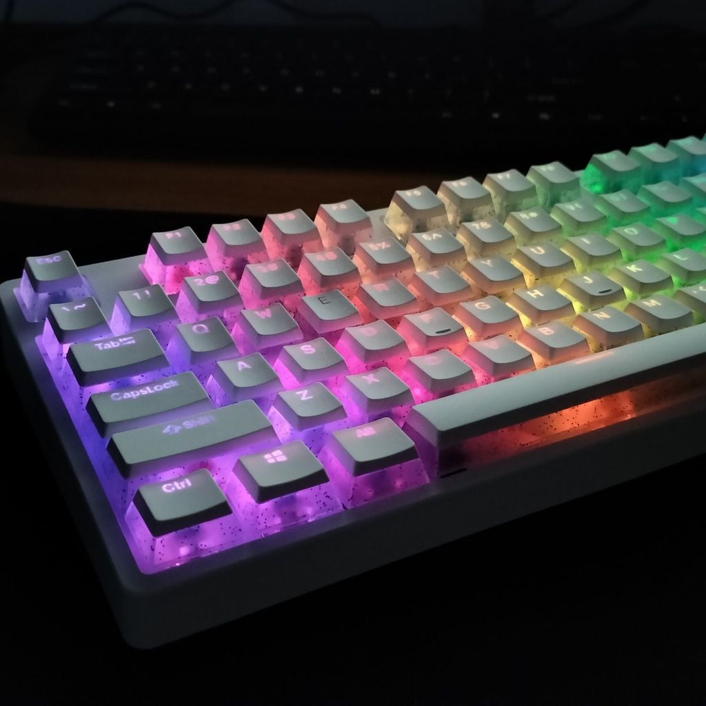 ((เฉพาะปุ่มกด ไม่ใช่คีย์บอร์ด) ยอดนิยม Glitter Pudding Keycaps PBT หนังคู่นมโปร่งใสคีย์บอร์ด Keycaps