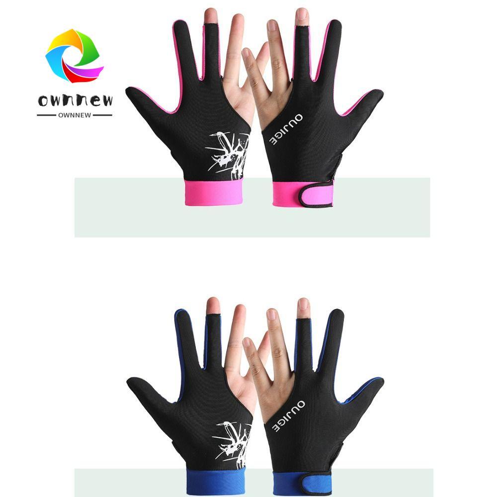 OWNNEW ถุงมือบิลเลียด, เส้นใยโพลีเอสเตอร์ ป้องกันการลื่นไถล ถุงมือสามนิ้ว, พื้นผิวตาข่ายคุณภาพสูงทนต่อการสึกหรอหนาบิลเลียดอุปกรณ์เสริมบิลเลียดห้อง