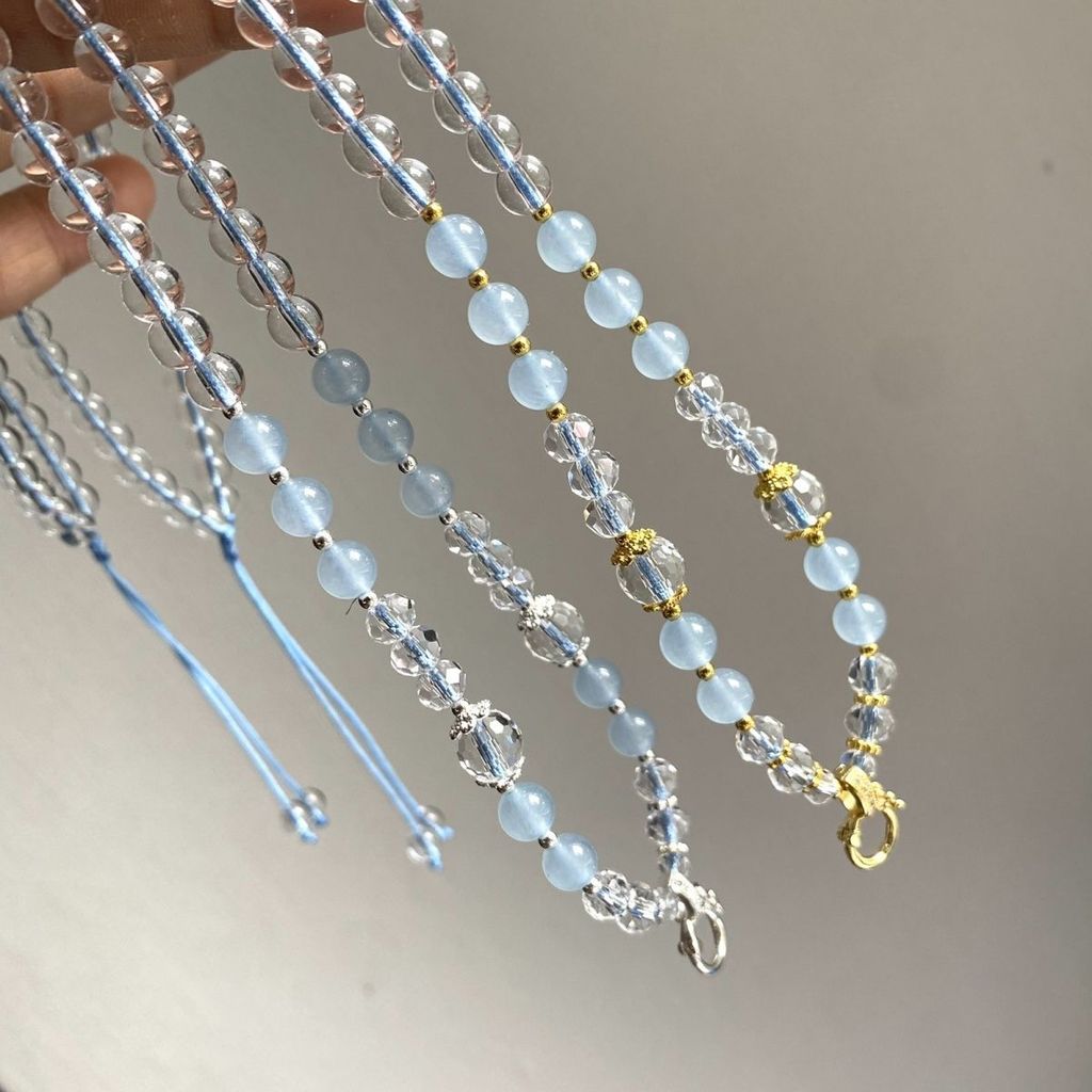 Aquamarine chalcedony universal buckle สร้อยคอ ni peamarine buckle สร้อยคอ fox ประดับโซ่ TXT061102