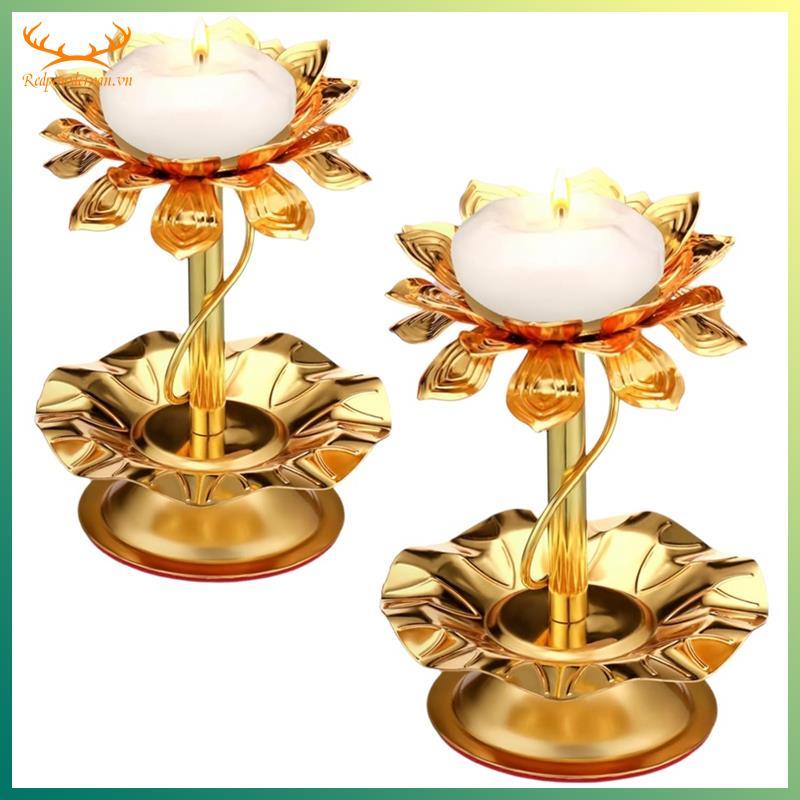สําหรับ Diwali Puja ตกแต่ง 2 ชิ้นโลหะ Diya เชิงเทียนสําหรับ Diwali Ghee โคมไฟเทียน