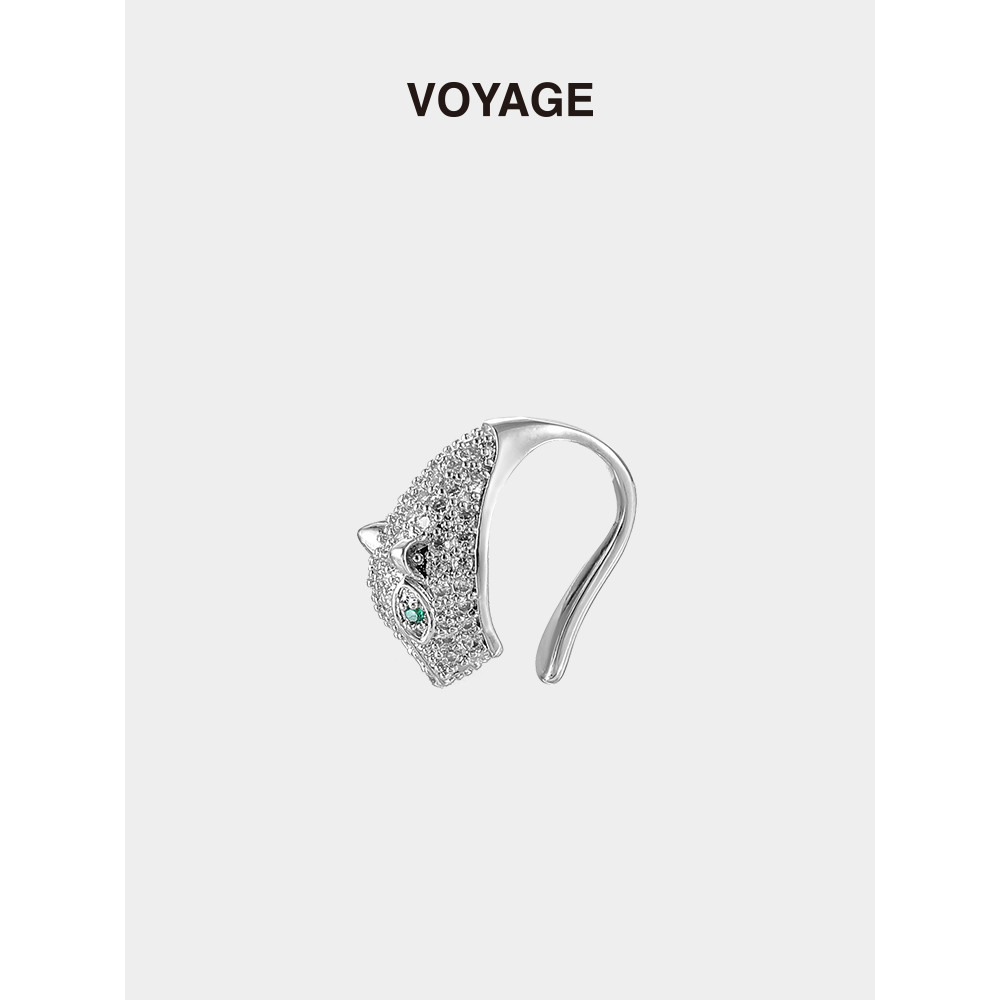 VOYAGE Diamond-Studded Leopard Head Ear Bone Clip หญิง Non-Pierced Niche Design High-End หูคลิป Retr