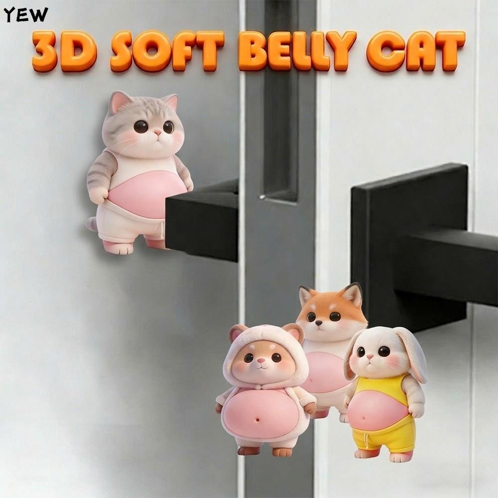 YEW 2PCS กันชนประตู, Mute Design ยางนุ่ม Anti-Collision Pad, น่ารักกันกระแทก Anti-slip Self กาว Belly สติกเกอร์อุปกรณ์ตกแต่ง