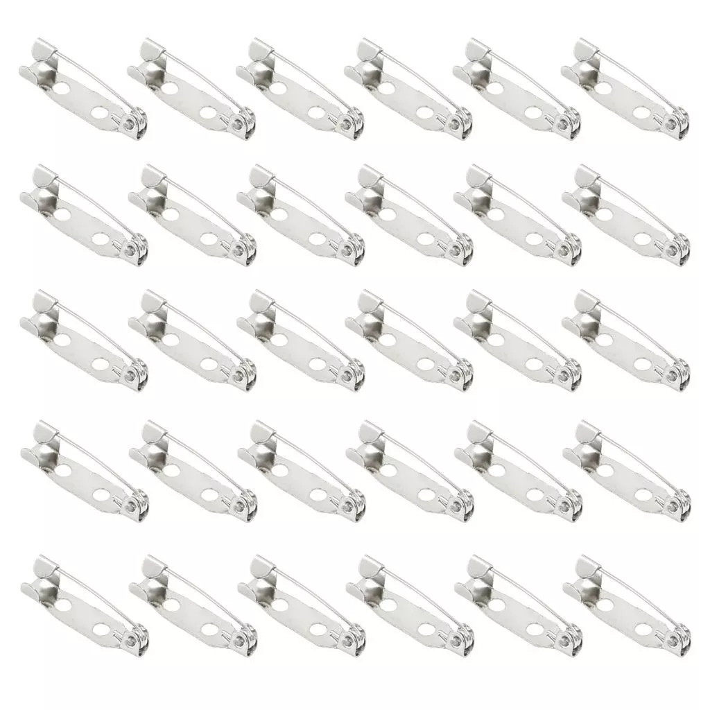 100Pcs เข็มกลัดเงิน คลิปหนีบฐาน เข็มกลัด เข็มกลัด (20 25 มม.)