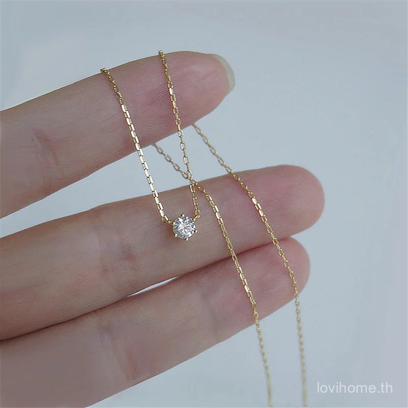925 เงินสเตอร์ลิง 18K Gold Plated 5A Zircon Feather สร้อยคอผู้หญิงเครื่องประดับงานแต่งงาน