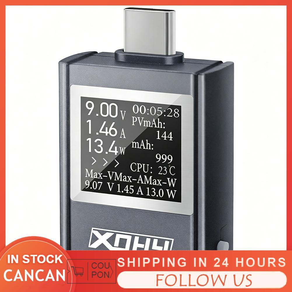 Cancanshop Cancanshop Aolidsive เครื่องทดสอบ USB C 4.5V ถึง 50V 12A แบบสองทิศทางหน้าจอสี Power Meter