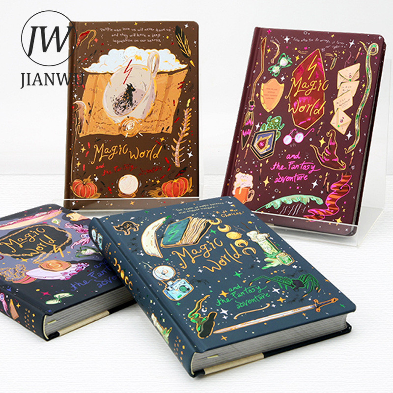 JIANWU Magical World Series A5 Vintage สีหน้าด้านในภูมิทัศน์วัสดุ Collage โน้ตบุ๊ค Creative DIY Journal เครื่องเขียน