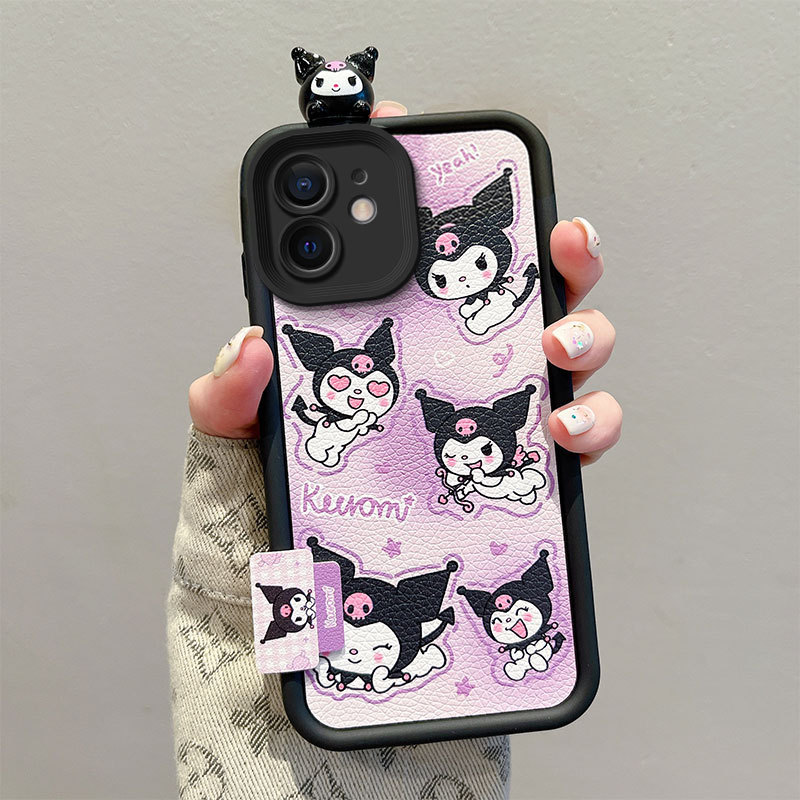 เหมาะสําหรับ iPhone6 Apple 16Plus ยืนตุ๊กตาการ์ตูนแฟชั่น 11 เคสโทรศัพท์หญิงสีดํา SE2 Colo Head