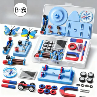 BHQ ชุดของเล่นทดลองวิทยาศาสตร์ เข็มทิศ แรงแม่เหล็ก กล่องอุปกรณ์แม่เหล็กไฟฟ้าแบบพกพา เครื่องมือการศึกษา