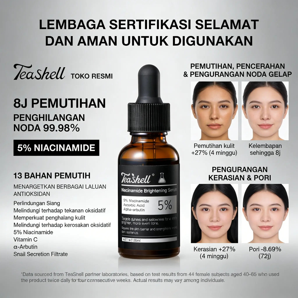 IPDW Teashell Whitening Serum 5% Niacinamide Alpha Arbutin 30ml สําหรับสิวผิวมันหมองคล้ํารูขุมขนขนาด
