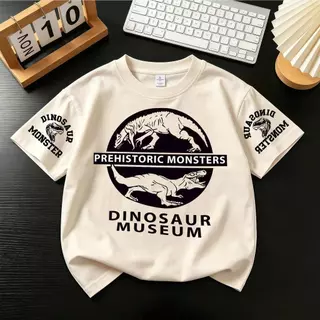 COD เสื้อยืดเด็กผู้ชาย ลายไดโนเสาร์ Dinosaur Museum เสื้อแขนสั้น การ์ตูนสัตว์โลกล้านปี แฟชั่นเด็ก พร้อมส่ง