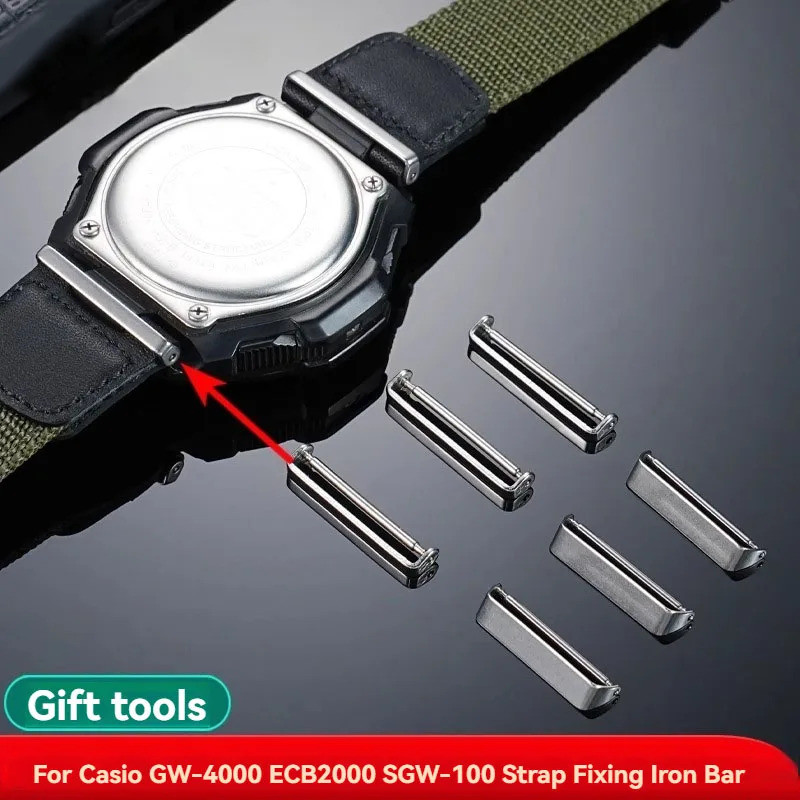 สําหรับ Casio SGW-100 SGW100 SGW-200 GW-4000 Series สายรัดไนลอนซิลิโคนสปริงบาร์และยึดแผ่นเหล็กเหล็กแ