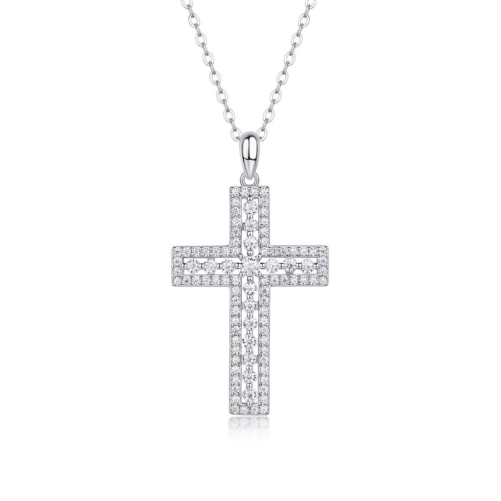 925 เงินสเตอร์ลิง VVS Moissanite สร้อยคอขนาดเล็ก Ice Out เครื่องประดับ Moissanite Cross จี้