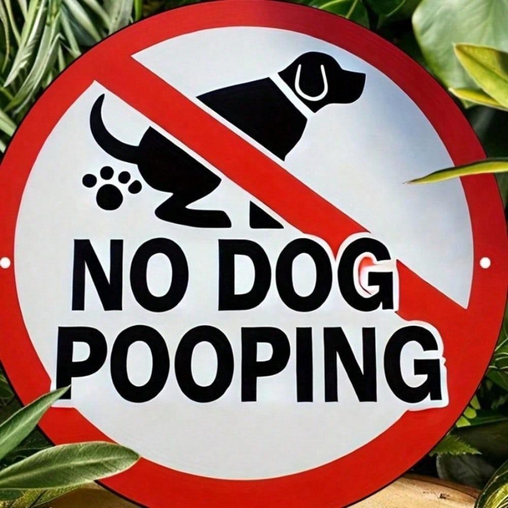 CIFbuy No Dog Poop Sign ตลกรอบโลหะ Wall Art สําหรับ Home Bar Cafe อุปกรณ์ห้องน้ํา 8x8 นิ้ว