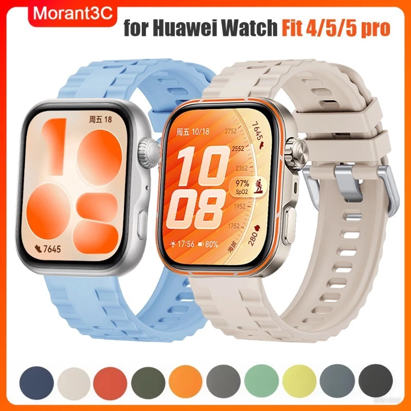 สายซิลิโคนสําหรับนาฬิกา Huawei Fit5/Fit 5 Pro กีฬาสร้อยข้อมือสําหรับ Huawei Watch Fit 3/4/4 Pro สายรัดข้อมือระบายอากาศอุปกรณ์เสริม