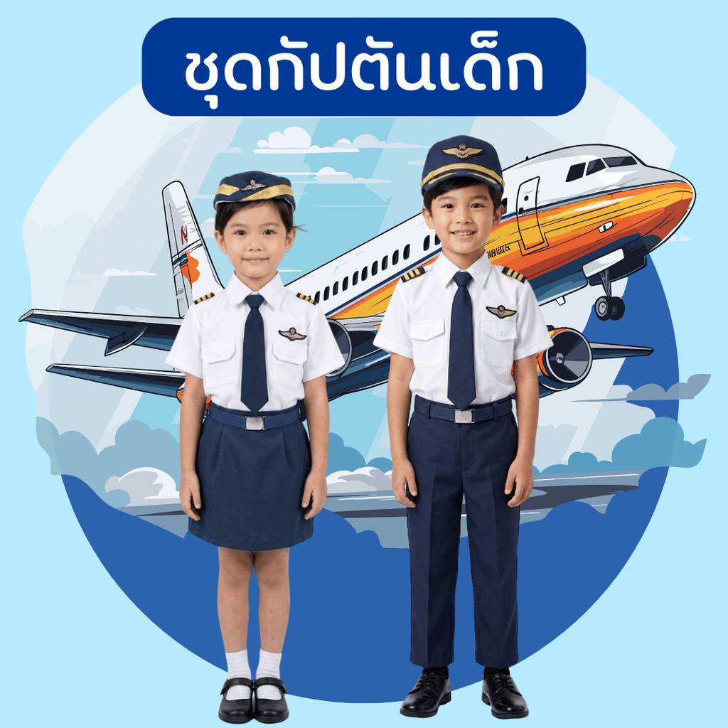ชุดอาชีพเด็ก ชุดกัปตันชาย ชุดกัปตันหญิง มีรอบส่งทุกวัน