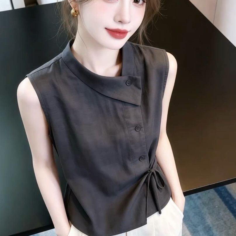 เสื้อแขนกุดสไตล์ฝรั่งเศสหรูหราระดับไฮเอนด์สลิมฟิตเฉพาะลําล รูปที่ 5