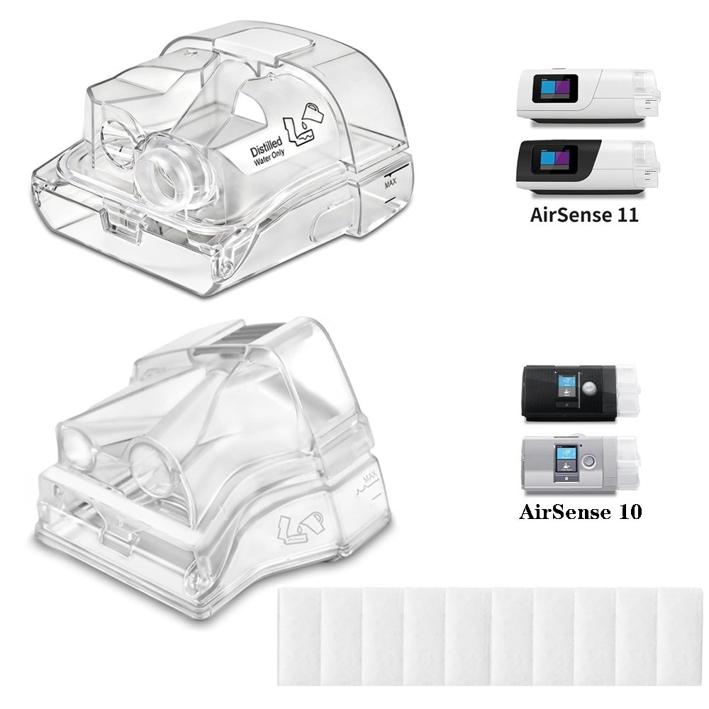 1PC เปลี่ยนห้องน้ําสําหรับ AirSense 10/11 Perfect Fit และถังน้ําที่เชื่อถือได้พร้อมตัวกรอง 10 แพ็คใช้งานร่วมกับ AirSense 10/11 CPAP เครื่อง