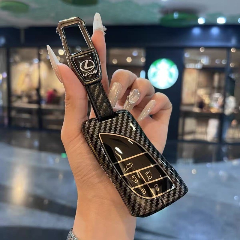 Lexus LM350H ฝาครอบกุญแจรถโลหะเหมาะสําหรับ LM500H Lexus MPV รูปแบบคาร์บอนไฟเบอร์ Creative Key Shell 