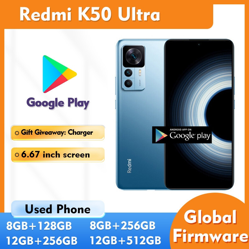 โทรศัพท์มือสอง Redmi K50 Ultra 5g เกือบใหม่หน้าจอสมาร์ทโฟน Android 256GB ROM 9Y9S