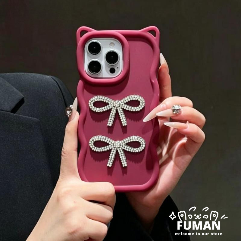 หรูหราเงาเพชรโบว์ 3D คลื่นเคสโทรศัพท์สําหรับ Samsung Galaxy A12 M12 F12 A11 M11 A10 A10S A02 A02S M0