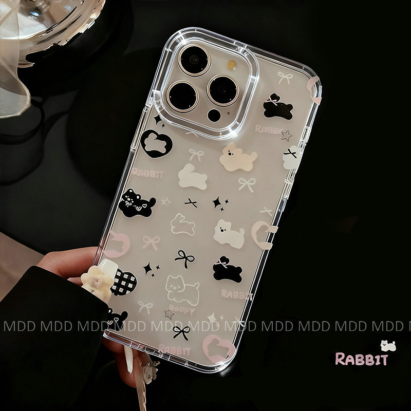 น่าสนใจ การ์ตูน แมวสีดำ กระต่าย สุนัข เคส For OPPO Reno 14 13 12 10 Pro 11 14F 13F 11F 8T A1Pro F25Pro 5G โปร่งใส ฝาหลัง