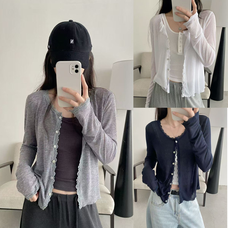 Cuties 99391 เสื้อคาร์ดิแกนแบบบาง เสื้อคลุมแขนยาว เสื้อคลุมซีทรู เนื้อผ้าบางเบา ใส่สบาย ระบายอากาศได้ดี เหมาะกับฤดูร้อน