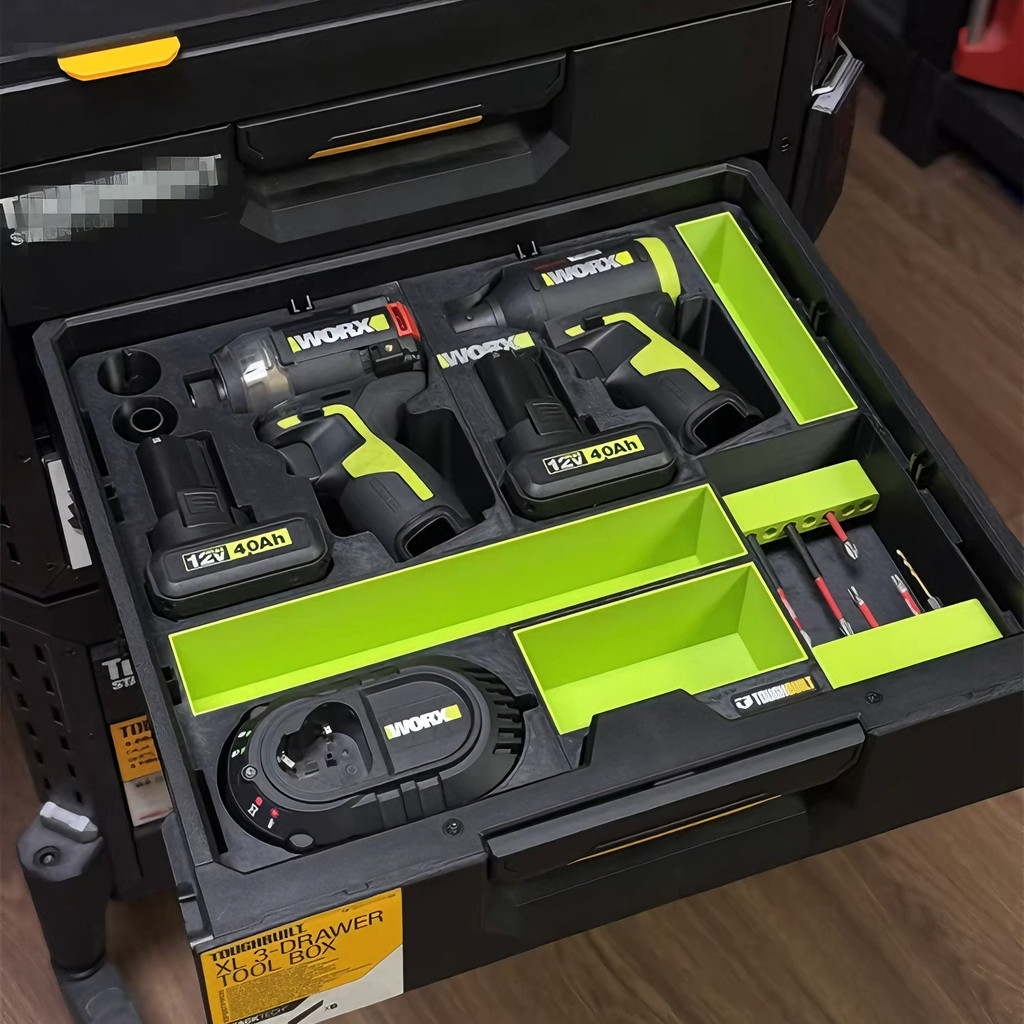 TOUGHBUILT กล่องลิ้นชักกล่องซับสามารถจัดเก็บ WORX WU138+WU094 เครื่องมือและอุปกรณ์เสริม